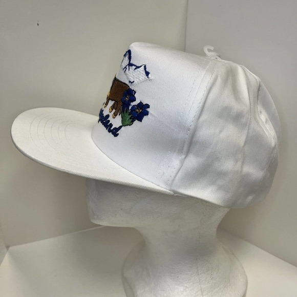 VINTAGE switzerland hat cap white snapback cow swiss alps mountains - Picture 4 of 11